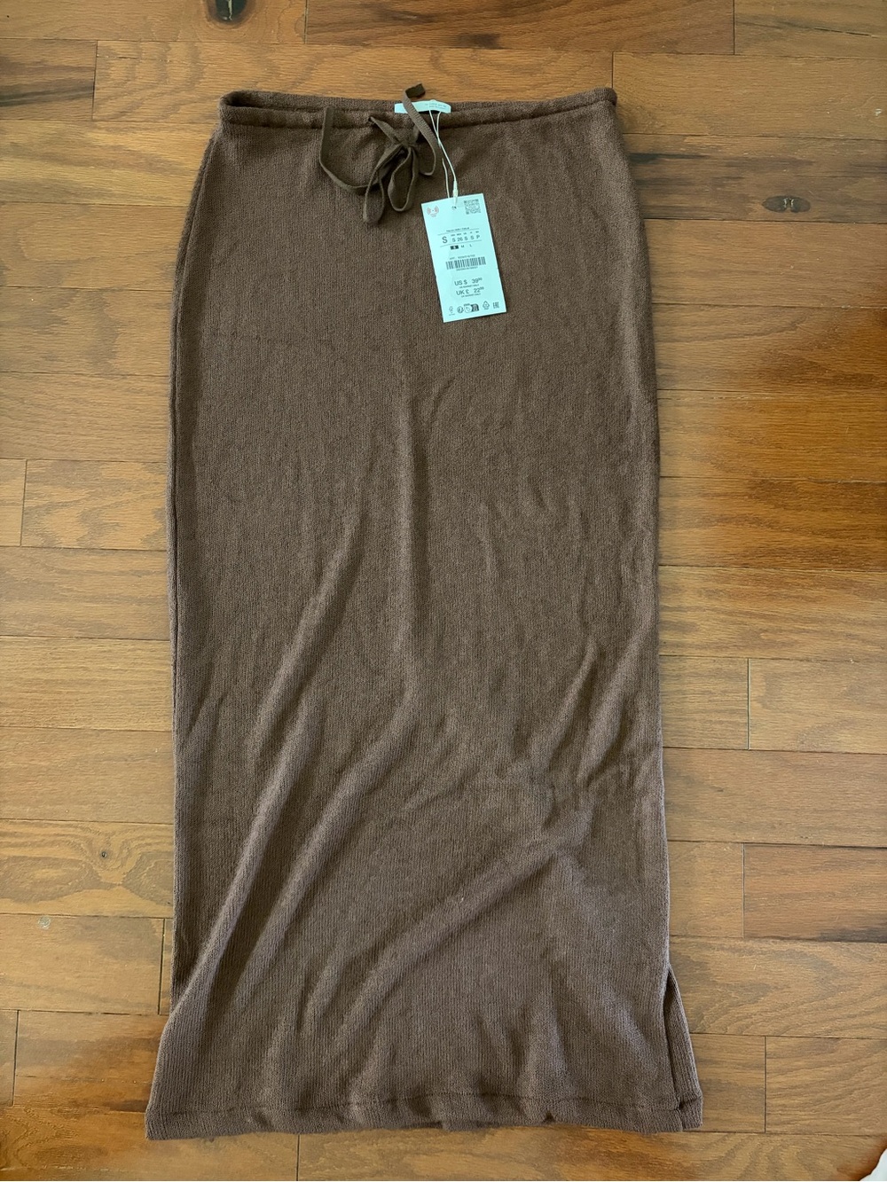 Mango Brown Knit Maxi Skirt with Drawstring Waist